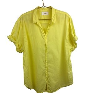 Xirena Yellow Button Up Shirt  Rolled‎ Sleeves 100% Cotton Size Small